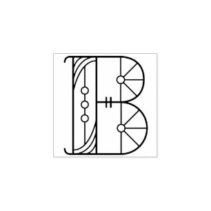 Sello De Caucho Monograma de letra B Art Déco cuadrado