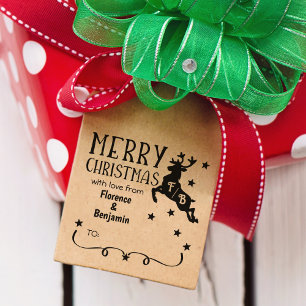 Sello De Caucho Monograma de renos, Feliz Navidad con amor