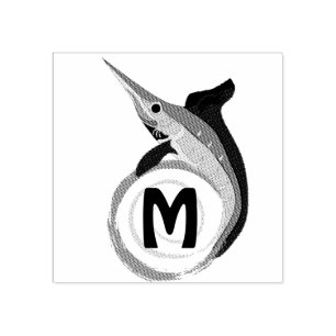 Sello De Caucho Monograma de saltos de pez espada