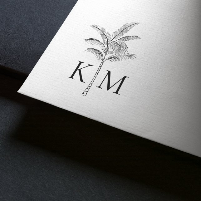 Sello De Caucho Monograma del árbol de palmeras de Boho Beach (Subido por el creador)