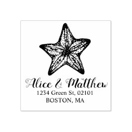 Sello De Caucho Monograma del boda de la estrella de mar