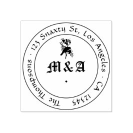 Sello De Caucho Monograma del Boda gótico Raven