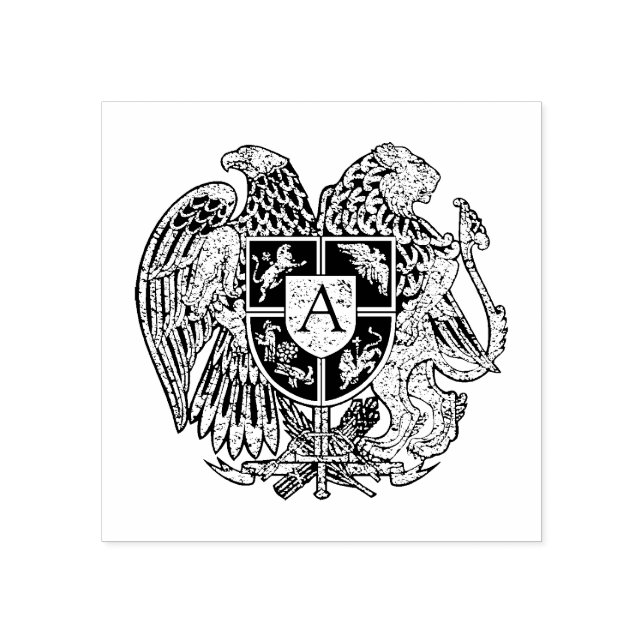 Sello De Caucho Monograma del Escudo de Armas de Armenia (Impresión)