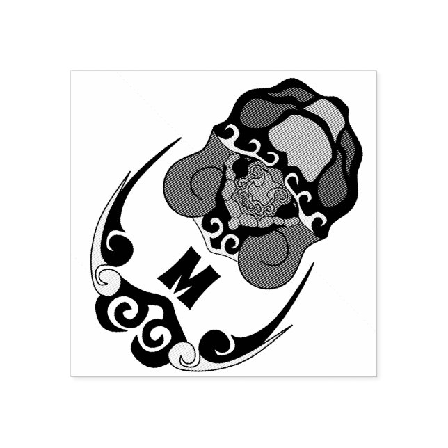 Sello De Caucho Monograma divertido de escalado de tortuga (Impresión)