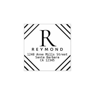 Sello De Caucho monograma familiar con dirección de retorno