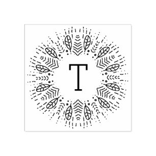 Sello De Caucho Monograma Feathered