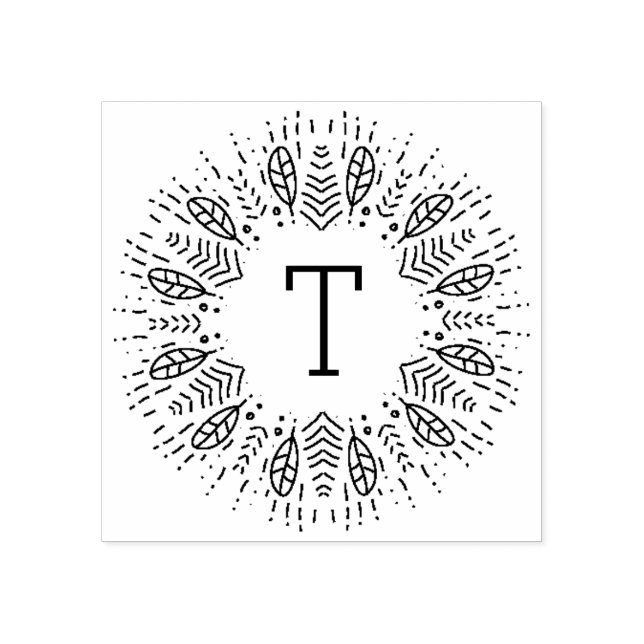 Sello De Caucho Monograma Feathered (Impresión)