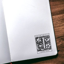 Sello De Caucho Monograma floral de época J de la biblioteca