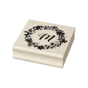 Sello De Caucho Monograma Floral Wreathe Stampers