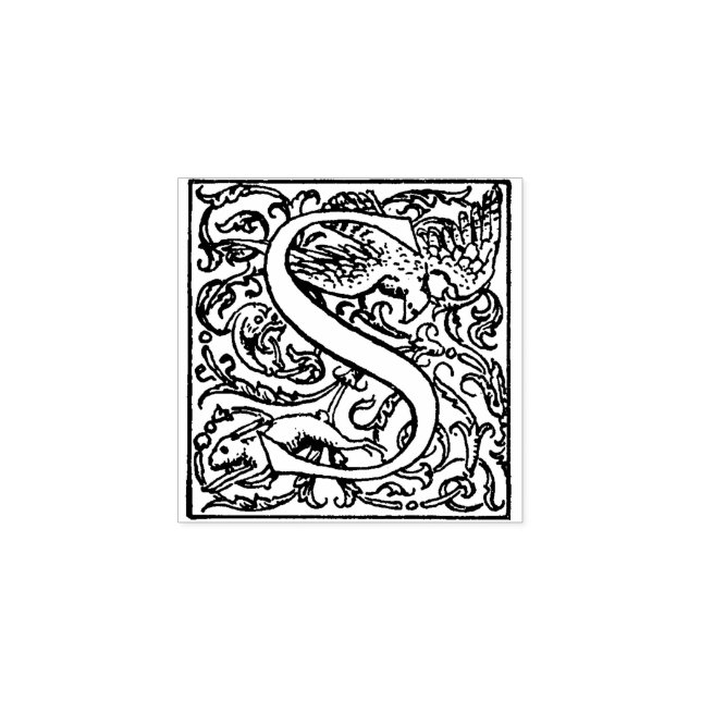 Sello De Caucho Monograma Letra decorativa de cosecha S (Impresión)