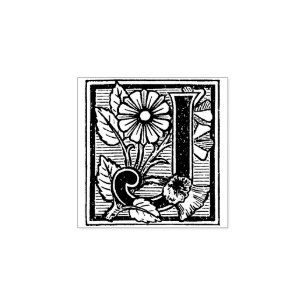 Sello De Caucho Monograma Letra vintage floral J