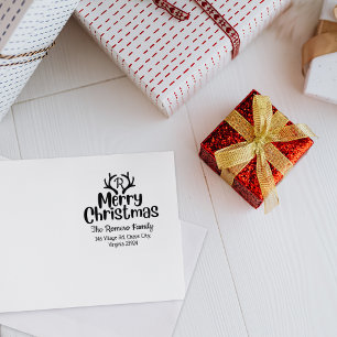 Sello De Caucho Monograma moderno Feliz Navidad