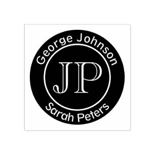 Sello De Caucho Monograma Pareja Con Dos Últimos Nombres