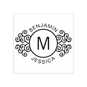 Sello De Caucho Monograma personalizado + Personalizado decorativo