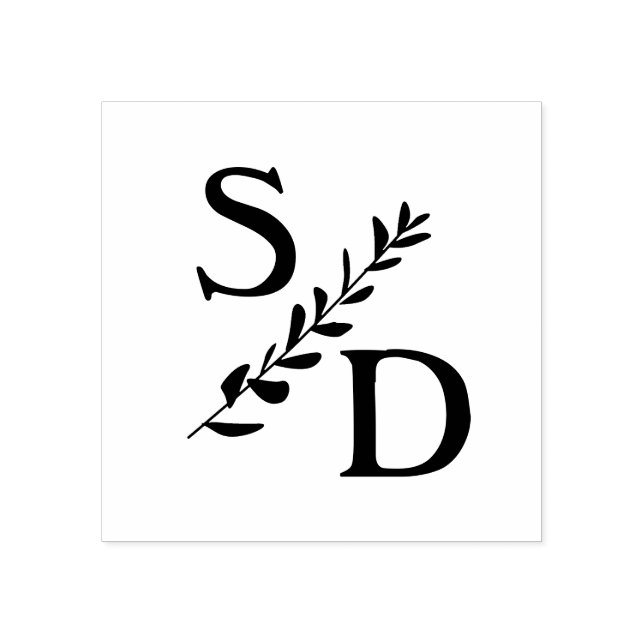 Sello De Caucho Monograma simple boda con iniciales (Impresión)