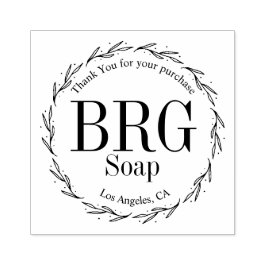 Sello De Caucho Monograma simple Botánico Gracias por Comprar