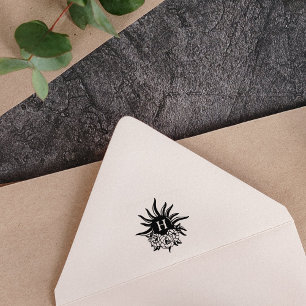 Sello De Caucho Monograma simple de flor solar