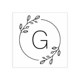 Sello De Caucho Monograma simple de Personalizado de guirnaldas bo