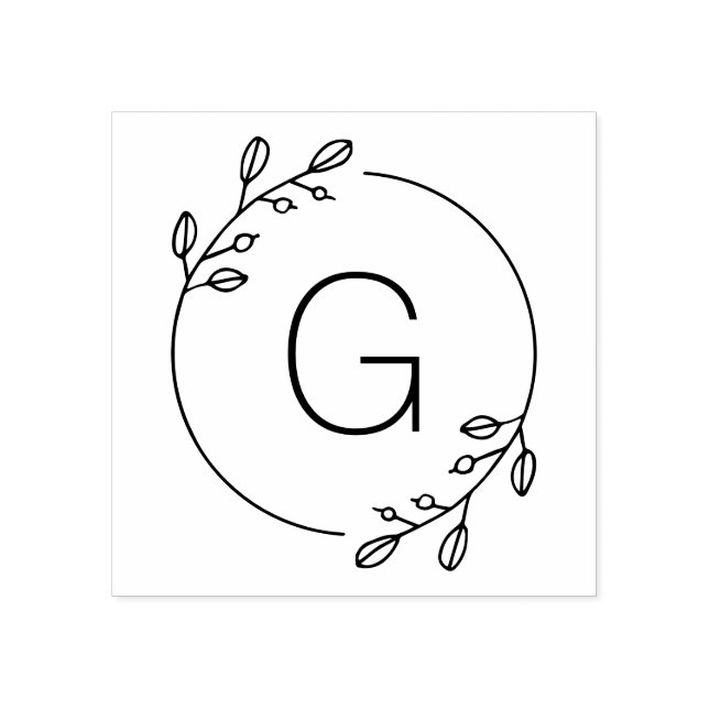 Sello De Caucho Monograma simple de Personalizado de guirnaldas bo (Impresión)