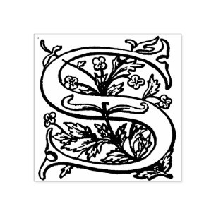 Sello De Caucho Monograma Vintage floral decorativa letra S