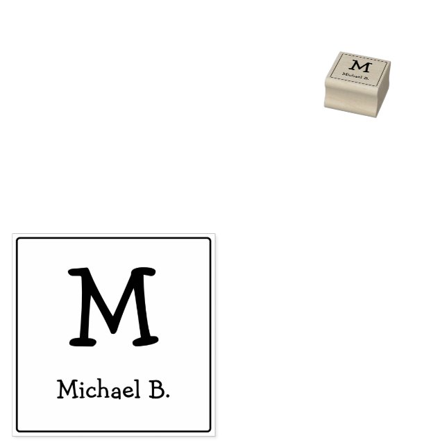 Sello De Caucho Monograma y nombre con cuadrado redondeado (Sellado)