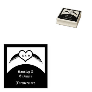 Sello De Caucho Monogramado Boda gótico Personalizado del corazón