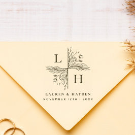 Sello De Caucho Monogramas modernos | Elegante Floral Guardar la f