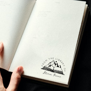 Sello De Caucho Montaña de la biblioteca de, libro de Personalizad