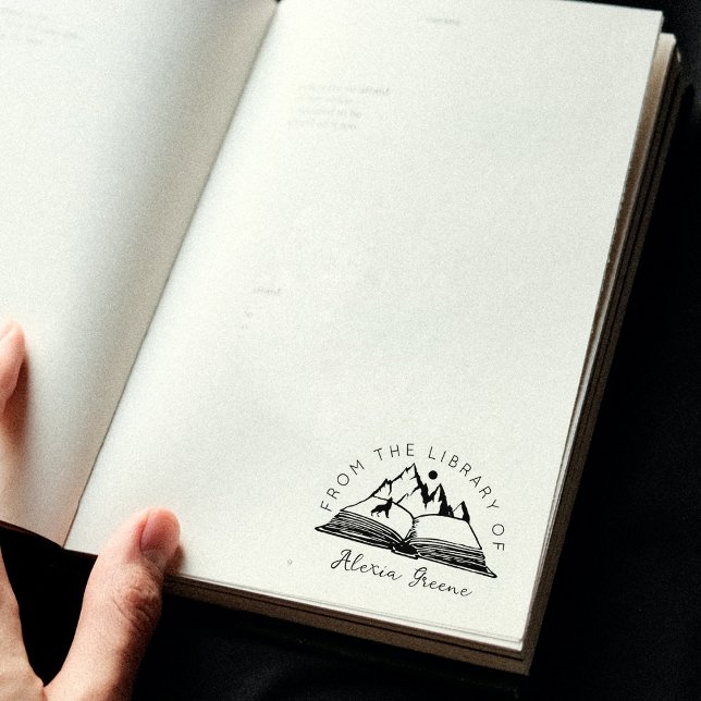 Sello De Caucho Montaña de la biblioteca de, libro de Personalizad (Subido por el creador)