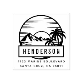 Sello De Caucho Montaña y playa tropical | Dirección de Apellidos