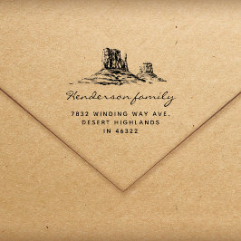 Sello De Caucho Montañas del Desierto Rústico Dirección de Retorno