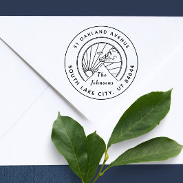 Sello De Caucho Montañas redondas rusticas inspiran dirección de r