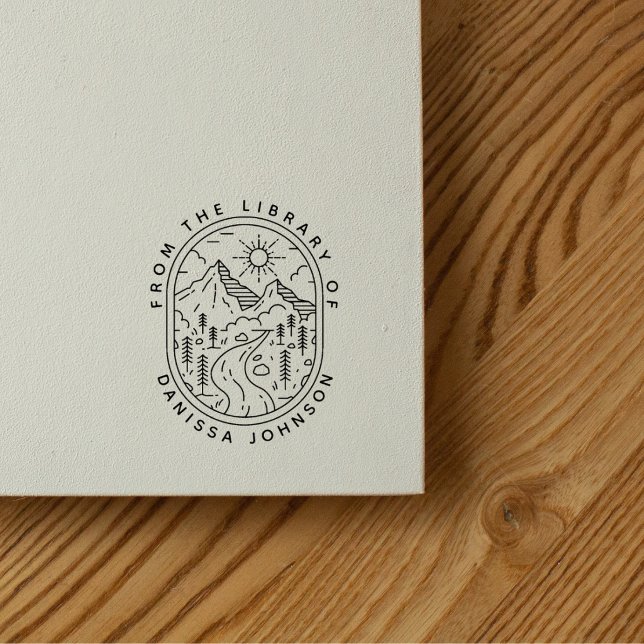 Sello De Caucho Montañas Rústicas Dibujadas a Mano Ex Libris para  (Subido por el creador)