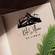 Montañas y pinos rusos ex libris