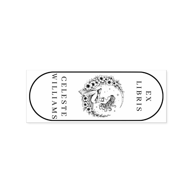 Sello De Caucho Moon Ex Libris Estampado de Moon Goddess (Impresión)