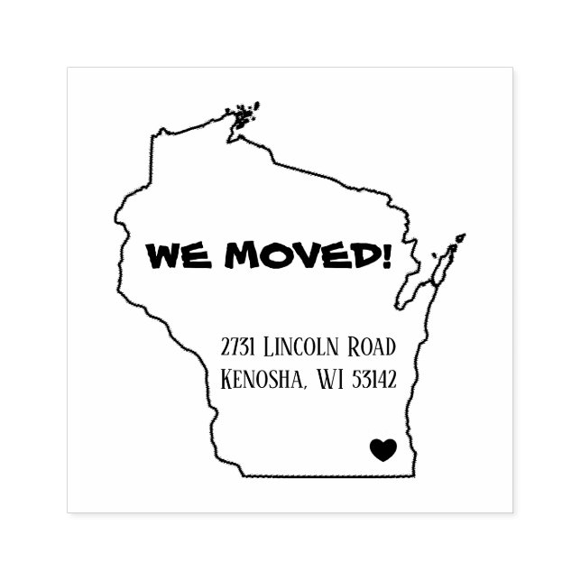 SELLO DE CAUCHO MOVIMOS NUEVA DIRECCIÓN KENOSHA WISCONSIN (Impresión)