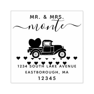 Sello De Caucho Mr & Mrs Vintage Truck 5 L Dirección de devolución