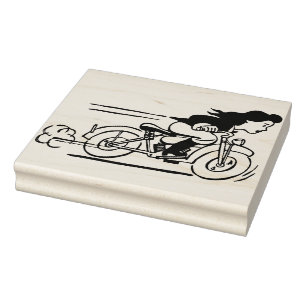 Sello De Caucho Mujer montando motocicleta Biker Chick art