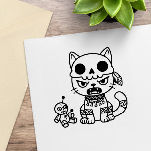 Sello De Caucho Muñeca de Vudú de Gato Bruja