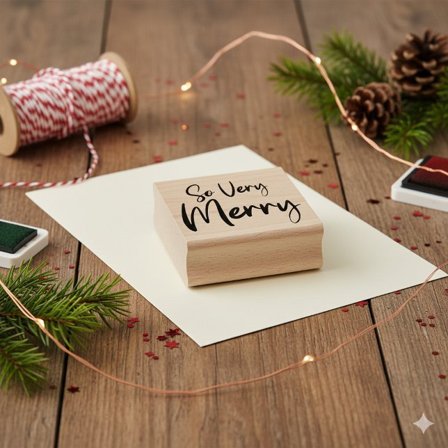 Sello De Caucho Muy Feliz Festividad (So Very Merry Festive Holiday Craft Rubber Stamp)