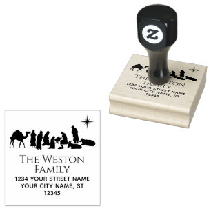 Sello De Caucho Nacimiento Escena Pesebre Niño Jesús Nombre Direcc