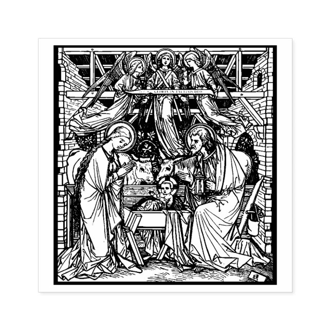 Sello De Caucho Natividad de Jesús Familia Religiosa Cristiana San (Impresión)
