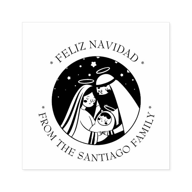 Sello De Caucho Natividad Sagrada Familia Navidades religiosos Esp (Impresión)
