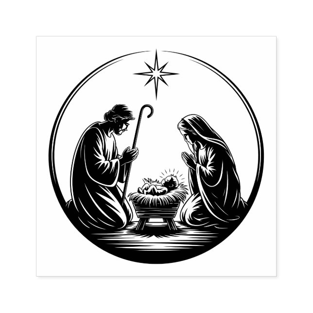 Sello De Caucho Nativity Baby Jesus Christmas Card (Impresión)