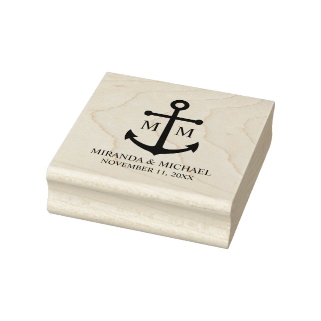 Sello De Caucho Nautical Navy Blue Anchor Wedding (Sello)