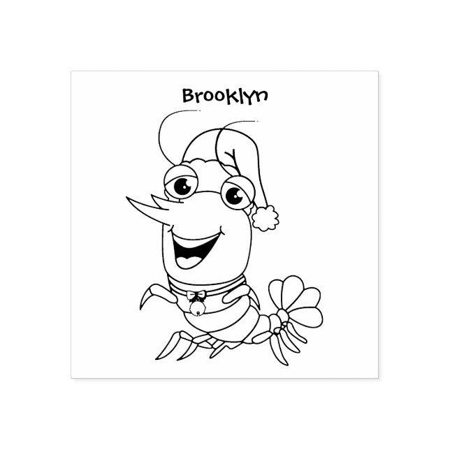 Sello De Caucho Navidades alegres, camarones, personalizado ilustr (Impresión)