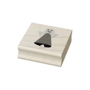 Sello De Caucho Navidades Angel Bell Wood Art Stamp