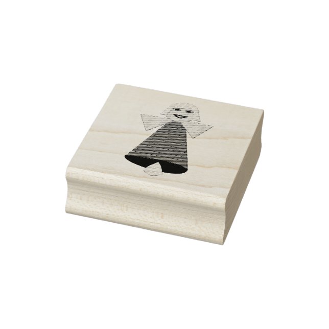 Sello De Caucho Navidades Angel Bell Wood Art Stamp (Sello)