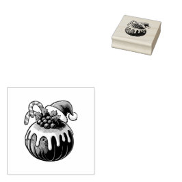 Sello De Caucho Navidades Apuntando Estampilla de Arte de Madera