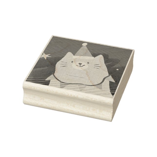 Sello De Caucho NAVIDADES CAT Wood Art Stamp (Sello)